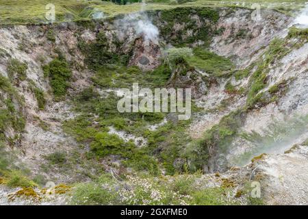 Sito geotermico in Nuova Zelanda chiamato Craters of the Moon Foto Stock