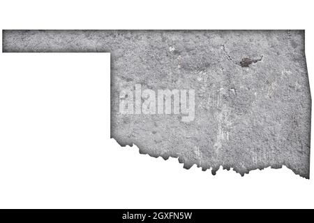 Mappa di Oklahoma su cemento intemperie Foto Stock
