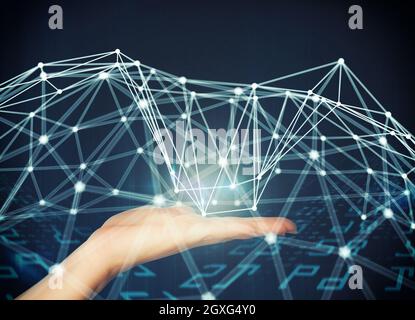 Concetto di sfere di interconnessione collegate tra loro. Concetto di sistema di rete Foto Stock