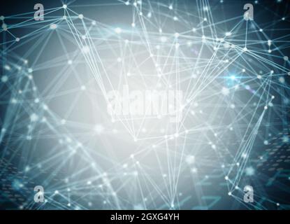 Concetto di sfere di interconnessione collegate tra loro. Concetto di sistema di rete Foto Stock