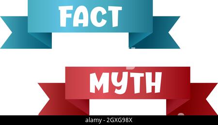 Miti e fatti segno. Design dell'intestazione Miti vs fatti. I fatti veri o falsi sono una bolla. Design di striscioni per qualsiasi scopo. Illustrazione Vettoriale
