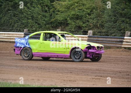 BMW - Drifter Race Car - Grass Track - Dirt Track - Extreme Sport - Motorsports - Hunmanby - Yorkshire - UK Foto Stock