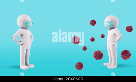 Difendersi dalle malattie virali con un adeguato sistema difensivo. Illustrazione 3D Foto Stock