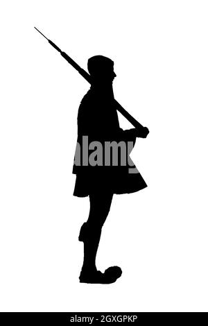 Evzon Soldier silhouette grafica che cambia guardia isolato su sfondo bianco Foto Stock