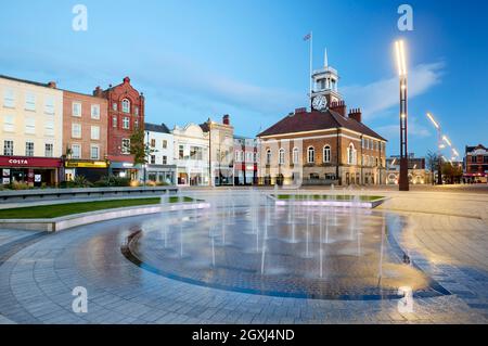 Fontana e Municipio, Stockton on Tees Foto Stock