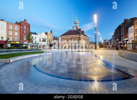 Fontana e Municipio, Stockton on Tees Foto Stock