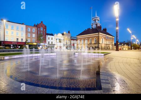 Fontana e Municipio, Stockton on Tees Foto Stock