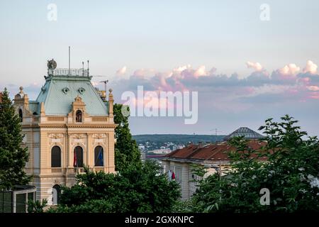 Città di Belgrado poco prima del tramonto Foto Stock