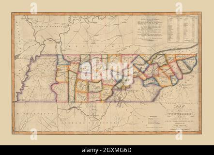Mappa del Tennessee 1818 Foto Stock