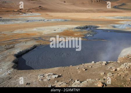 Paesaggio vulcanico vicino a Reykjahlid, Islanda. Foto Stock