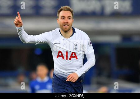 Christian Eriksen di Tottenham Hotspur celebra il punteggio Foto Stock