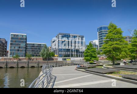 Promenade, Grasbrookhafen, Dalmannkai, Hafencity, Amburgo, Germania Foto Stock