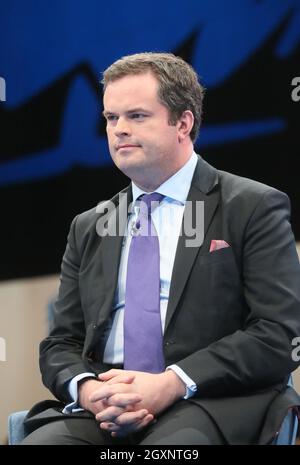 Manchester, Regno Unito. 5 ottobre 2021. Forum di discussione in corso alla Conferenza del partito Tory. Manchester, Regno Unito. Credit: Barbara Cook/Alamy Live News Foto Stock