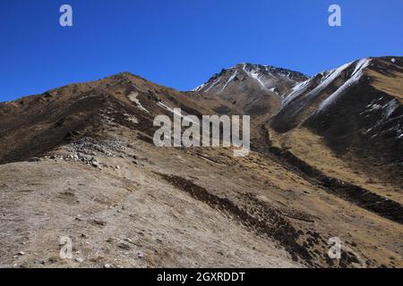 Punto di vista popolare Tserko Ri, Langtang valley. Giornata di Primavera. Foto Stock