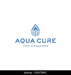 moderno virus salute cura gocciolamento acqua logo design Illustrazione Vettoriale