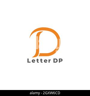vettore del logo del movimento geometrico con curve dp letter Illustrazione Vettoriale