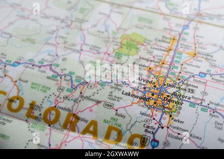 Mappa di Denver, Colorado Foto Stock