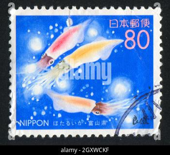 GIAPPONE - CIRCA 1999: Timbro stampato dal Giappone mostra Firefly Squid, circa 1999 Foto Stock