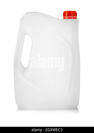 Il contenitore in plastica bianca con coperchio rosso sfondo bianco Foto Stock