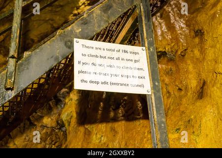 Scene da una miniera vittoriana restaurata di rame a Beddgelert, Caernarfon Galles Foto Stock