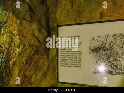Scene da una miniera vittoriana restaurata di rame a Beddgelert, Caernarfon Galles Foto Stock