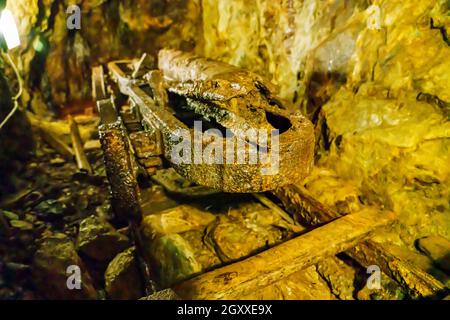 Scene da una miniera vittoriana restaurata di rame a Beddgelert, Caernarfon Galles Foto Stock
