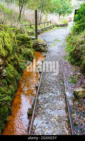 Scene da una miniera vittoriana restaurata di rame a Beddgelert, Caernarfon Galles Foto Stock