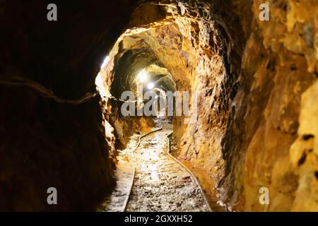 Scene da una miniera vittoriana restaurata di rame a Beddgelert, Caernarfon Galles Foto Stock