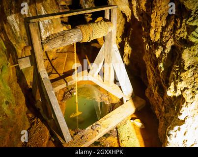 Scene da una miniera vittoriana restaurata di rame a Beddgelert, Caernarfon Galles Foto Stock