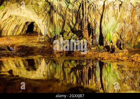 Scene da una miniera vittoriana restaurata di rame a Beddgelert, Caernarfon Galles Foto Stock