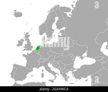 Mappa dei Paesi Bassi in Europa Foto Stock