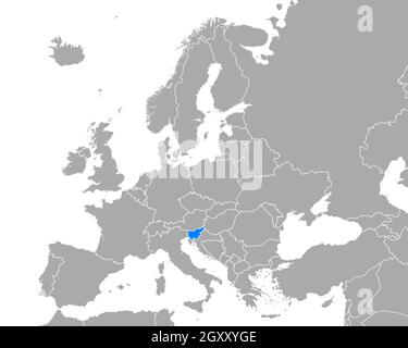 Mappa della Slovenia in Europa Foto Stock