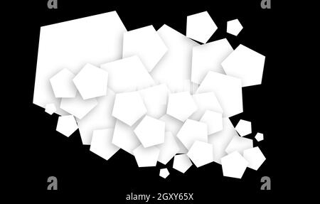 concept design astratto realizzato in pentagono che crea un design sovrapponendosi uno sull'altro in uno sfondo nero isolato con ombra morbida, ima stratificato Foto Stock