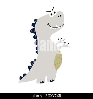 Tyrannosaurus Rex in grigio illustrazione bambini Illustrazione Vettoriale