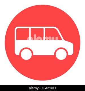 Pulmino navetta per l'aeroporto, icona glifo bianco vettore autobus navetta. Simbolo grafico per siti web di viaggi e turismo e applicazioni design, logo, app, UI Foto Stock