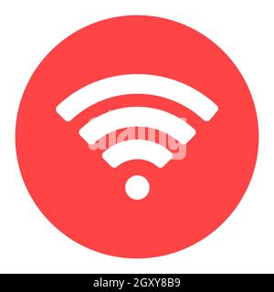 Icona a glifo bianco vettore piatto della rete wireless Wi Fi. Simbolo grafico per la progettazione di siti Web e applicazioni per le telecomunicazioni, logo, app, interfaccia utente Foto Stock