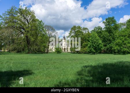 Castello di Hohenbocka - è un complesso di palazzi (costruito 1897/1898) nella comunità di Brandeburgo meridionale di Hohenbocka nel distretto di Oberspreewald-Lausitz, Germania. Foto Stock