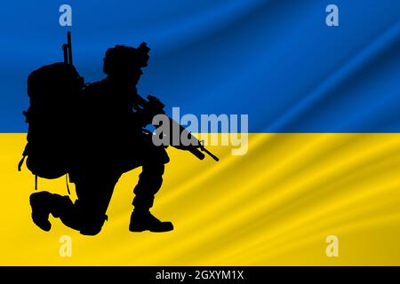 Giorno dell'indipendenza Ucraina. Militare dell'Ucraina. Giorno della memoria dei soldati caduti Ucraina. Foto Stock