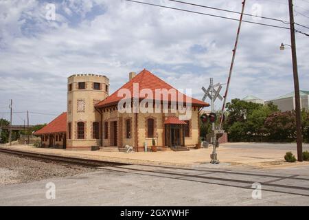 Stazione ferroviaria storica a Waxahachie, Texas Foto Stock