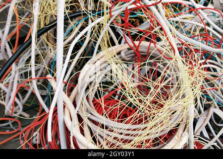 Rifiuti elettronici, cavi vecchi, Austria Foto Stock