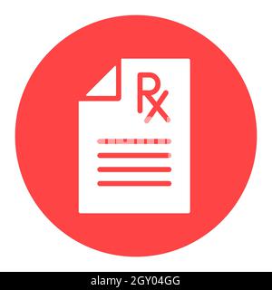 Icona glifo bianco del segno Rx della prescrizione medica. Medicina e assistenza sanitaria, segno di supporto medico. Simbolo grafico per il sito web medico e applicazioni design, logo, Foto Stock