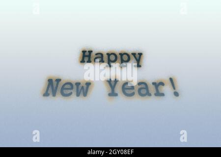 Iscrizione Felice anno nuovo, illustrazione con glitter. Felice anno nuovo - minimalista Complimenti. Foto Stock