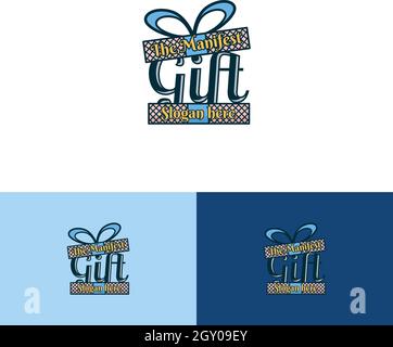 Set di design moderno del logo della confezione regalo Illustrazione Vettoriale