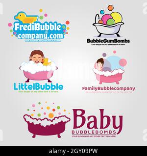 Set di colori vasca da bagno con logo spa Illustrazione Vettoriale