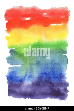 Acquerello dipinto a mano astratto arcobaleno gradiente macchia Foto Stock