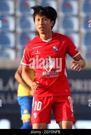 ESTORIL, PORTOGALLO - 03 OTTOBRE: Kanya Fujimoto del Gil Vicente FC in azione, durante la partita di Bwin Liga Portugal tra GD Estoril Praia e Gil Vicente FC all'Estadio Antonio Coimbra da Mota il 3 ottobre 2021 ad Estoril, Portogallo. (Foto tramite MB Media) Foto Stock