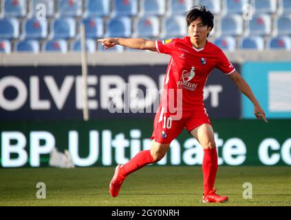 ESTORIL, PORTOGALLO - 03 OTTOBRE: Kanya Fujimoto del Gil Vicente FC in azione, durante la partita di Bwin Liga Portugal tra GD Estoril Praia e Gil Vicente FC all'Estadio Antonio Coimbra da Mota il 3 ottobre 2021 ad Estoril, Portogallo. (Foto tramite MB Media) Foto Stock