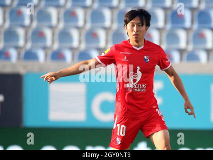 ESTORIL, PORTOGALLO - 03 OTTOBRE: Kanya Fujimoto del Gil Vicente FC in azione, durante la partita di Bwin Liga Portugal tra GD Estoril Praia e Gil Vicente FC all'Estadio Antonio Coimbra da Mota il 3 ottobre 2021 ad Estoril, Portogallo. (Foto tramite MB Media) Foto Stock