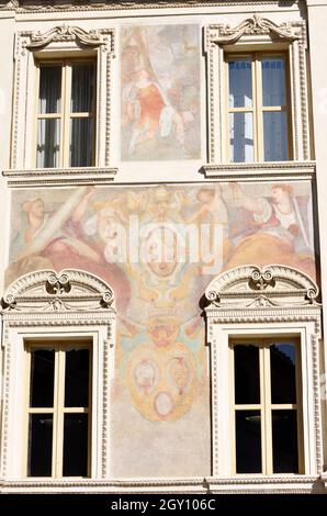 Italia, Roma, Piazza di Sant'Eustachio, Palazzetto tipo da Spoleto (XVI secolo), affreschi di Federico Zuccari Foto Stock