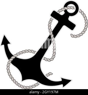 ancorante con fune isolata su sfondo bianco illustrazione vettoriale Illustrazione Vettoriale